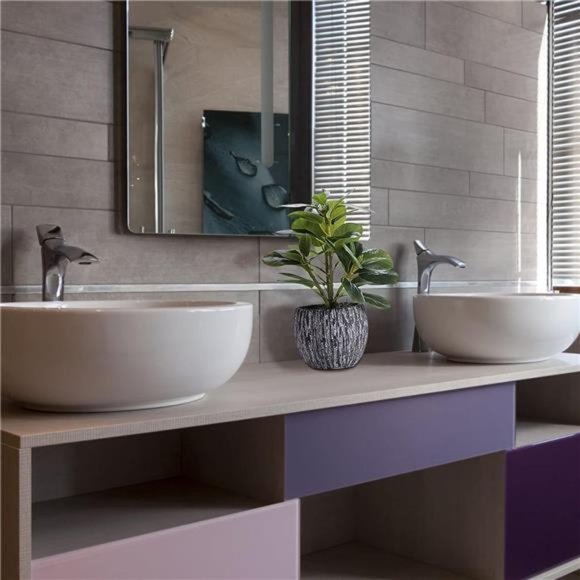 Artificial Potted Plant, Real Touch Artificial Oak Leaves Waterproof Fake Plants - Picture 5 of 7